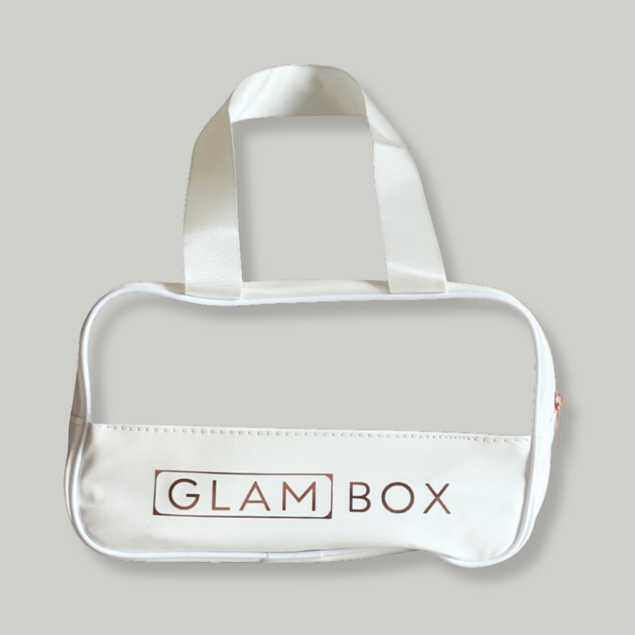 Glam Box Travel Bag Snow & Self Warming Eye Mask Chamomile Bestie Bundle