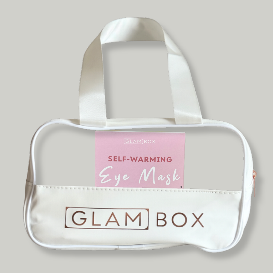 Glam Box Travel Bag Snow & Self Warming Eye Mask Chamomile Bestie Bundle