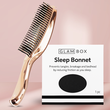 Glam Sleek Styler Brush Rose Gold & Black Sleep Bonnet Bestie Bundle