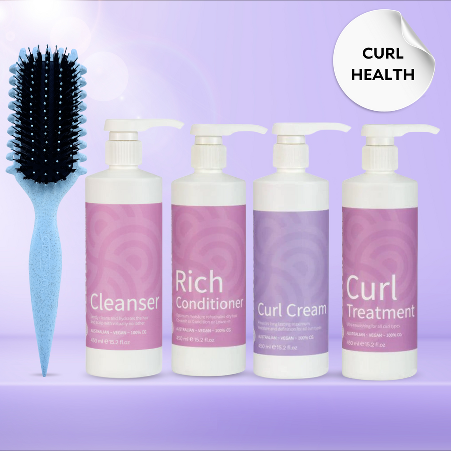 Clever Curl Curly Hair Health + Curl Brush Sky Glam Bundle