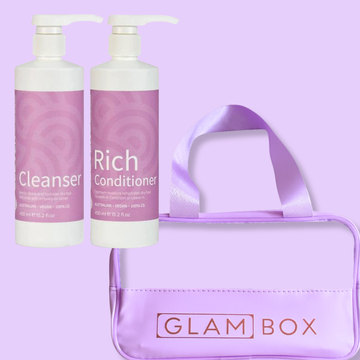 Clever Curl Cleanser & Rich Conditioner 450ml & GB Travel Bag Lavender BESTIE BUNDLE