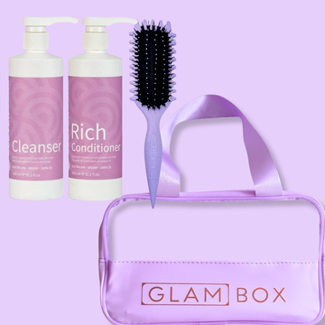 Clever Curl Cleanser & Rich Conditioner 450ml & Lavender GB Travel Bag & Curl Brush BESTIE BUNDLE