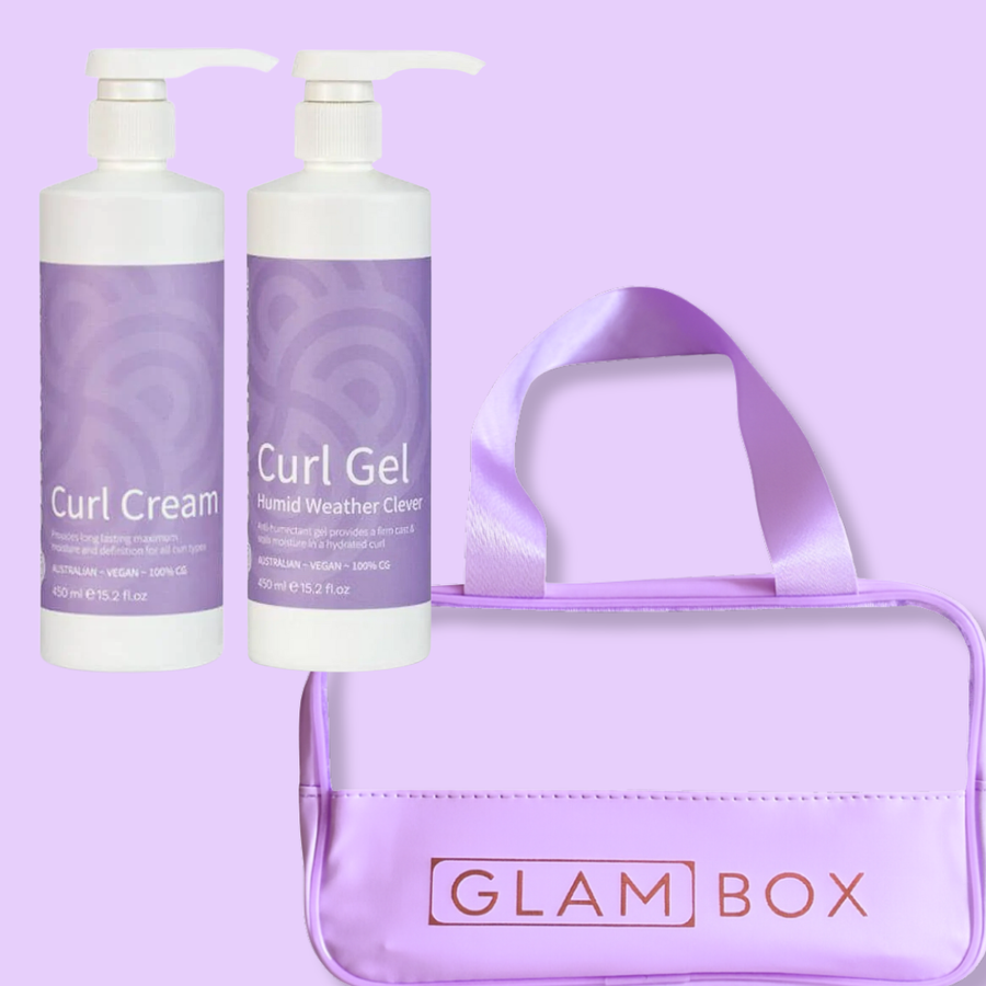 Clever Curl Curl Cream & Humid Weather Gel 450ml & GB Travel bag Lavender BESTIE BUNDLE