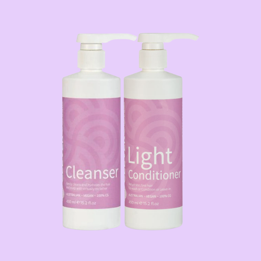Clever Curl Cleanser & Light Conditioner 450ml & GB Travel Bag Lavender BESTIE BUNDLE