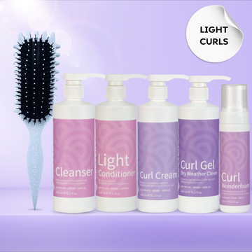 Clever Curl Curly Hair Light + Curl Brush Pebble Glam Bundle