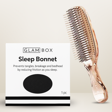 Glam Sleek Styler Brush Rose Gold & Black Sleep Bonnet Bestie Bundle