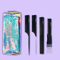 Glam Basics Carbon Comb Quad & Holographic Travel Bag BRUSH BESTIE
