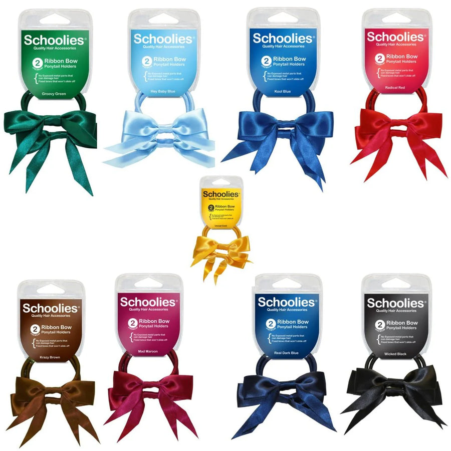 Schoolies Ribbon Bow 2pc Radical Red
