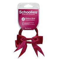 Schoolies Ribbon Bow 2pc Mad Maroon