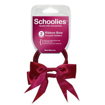 Schoolies Ribbon Bow 2pc Mad Maroon