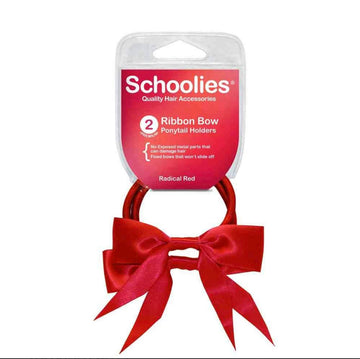 Schoolies Ribbon Bow 2pc Radical Red