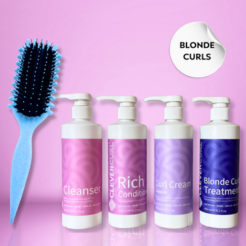 Clever Curl Blonde Hair + Curl Brush Sky Glam Bundle