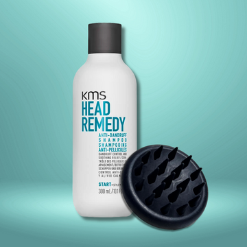 KMS Head Remedy Anti Dandruff Shampoo 300ml & Glam Box Shampoo Brush Bestie Bundle