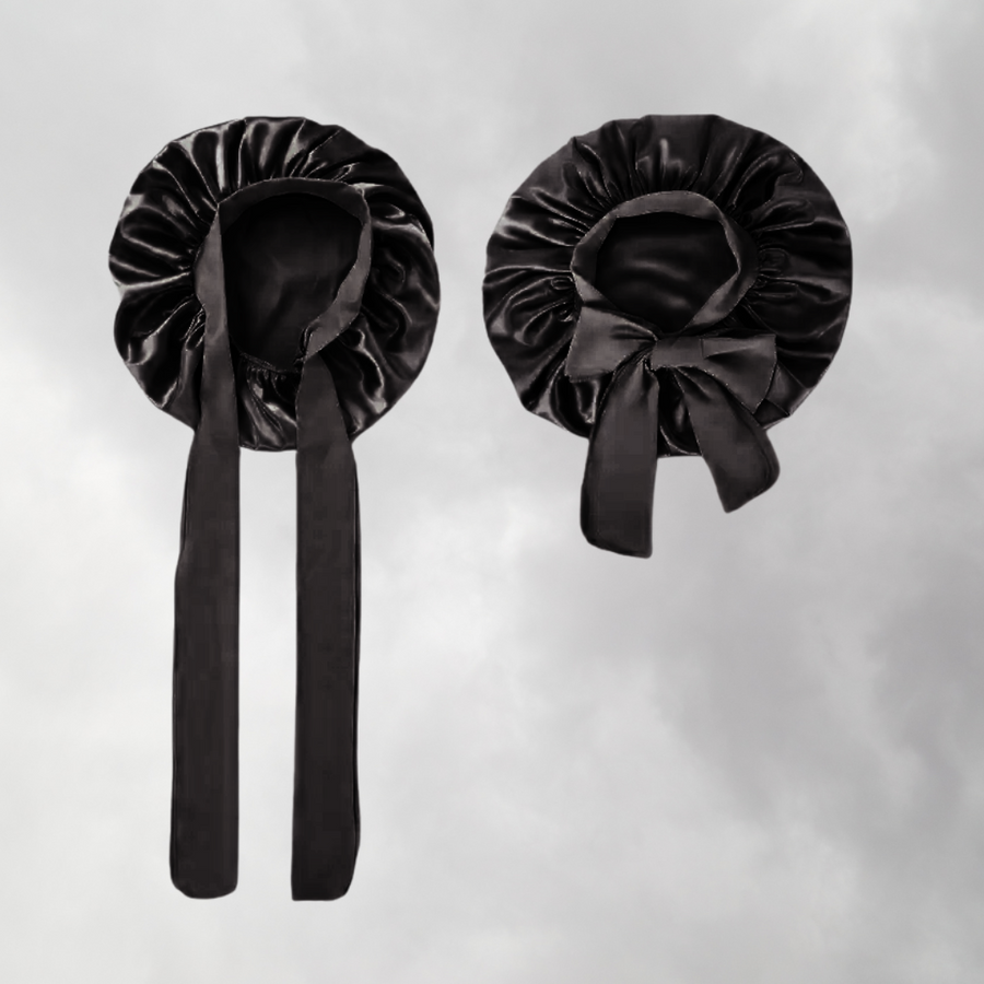 Curl Brush Pebble & Sleep Bonnet Black Bestie Bundle