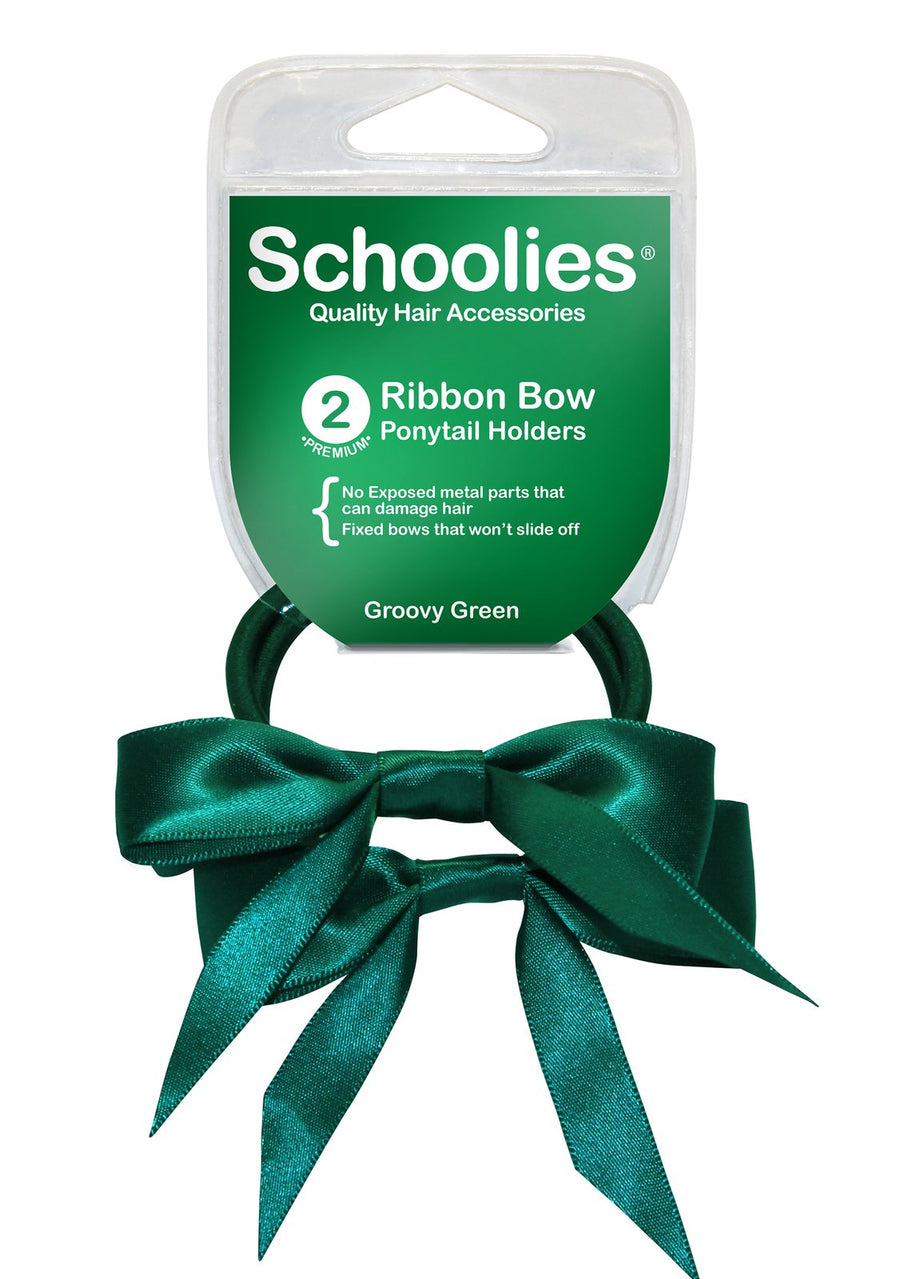 Schoolies Ribbon Bow 2pc Groovy Green