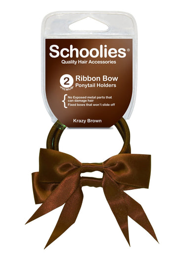 Schoolies Ribbon Bow 2pc Krazy Brown