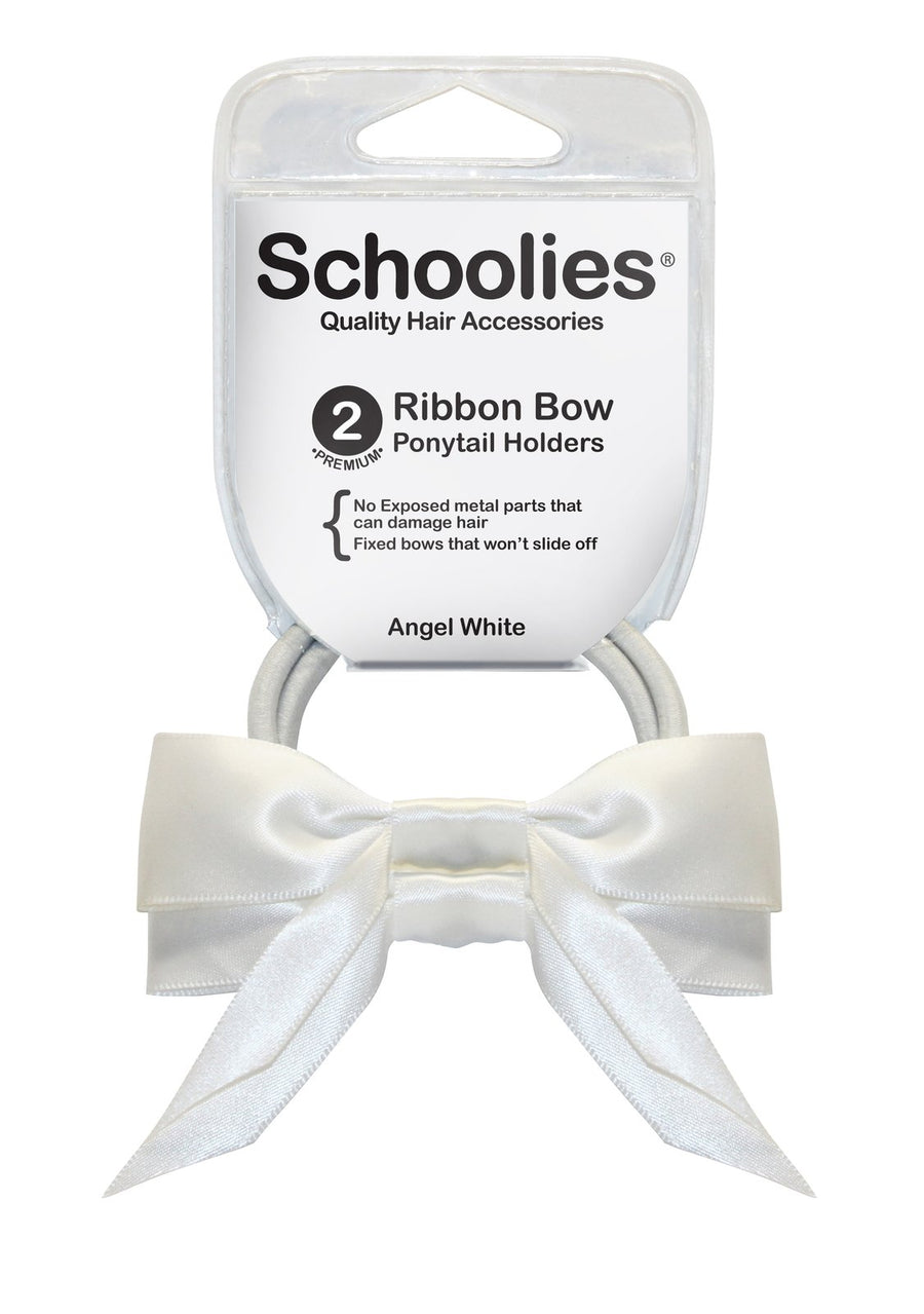 Schoolies Ribbon Bow 2pc Angel White