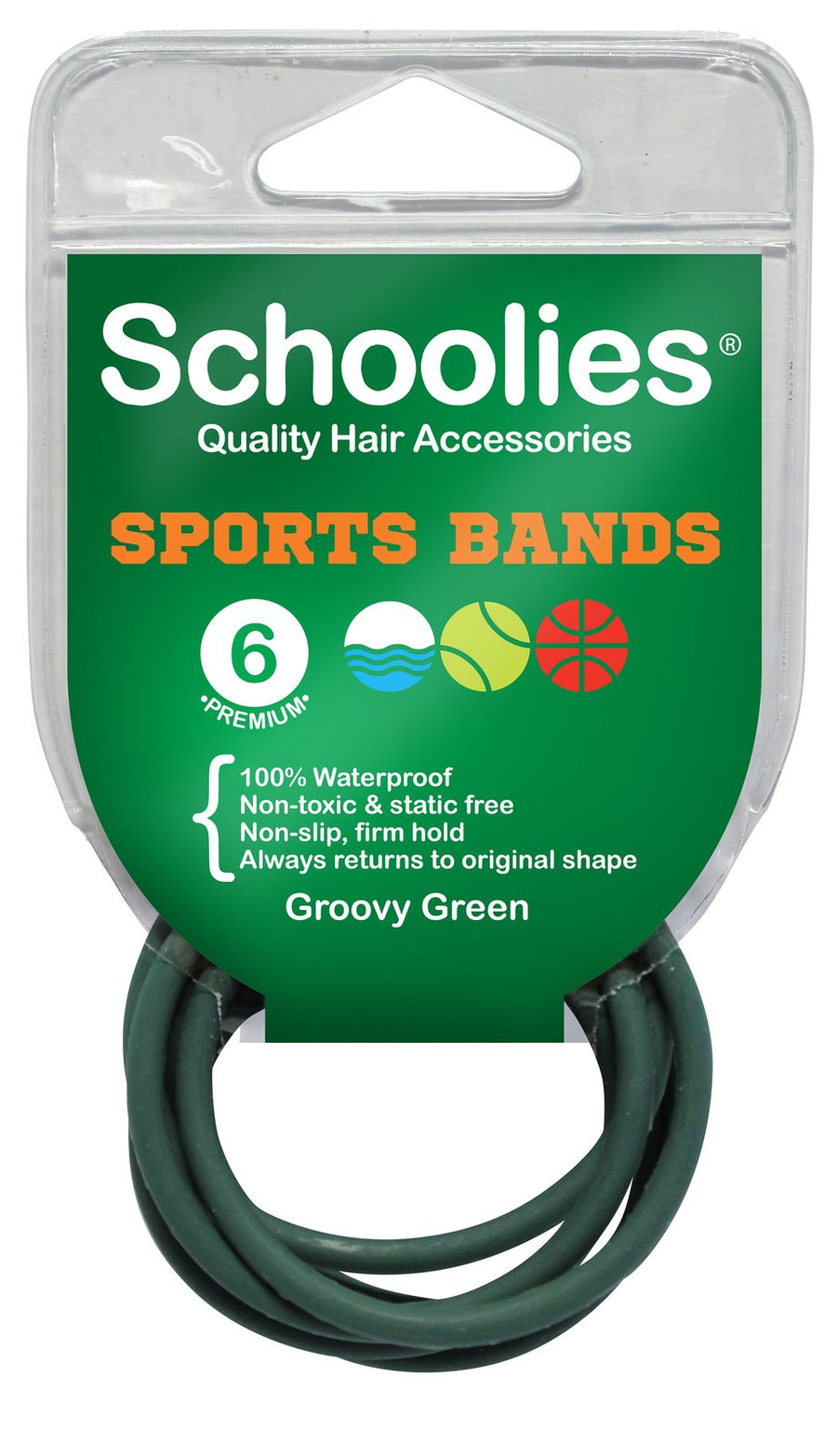 Schoolies Sports Bands 6pc Groovy Green