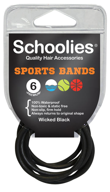 Schoolies Sports Bands 6pc Wicked Black