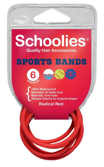 Schoolies Sports Bands 6pc Radical Red