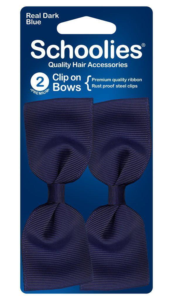 Schoolies Clip On Bows 2pc Real Dark Blue