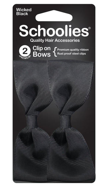 Schoolies Clip On Bows 2pc Wicked Black