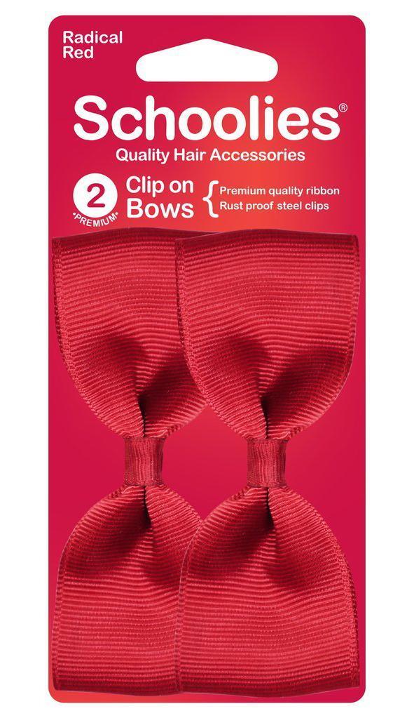 Schoolies Clip On Bows 2pc Radical Red