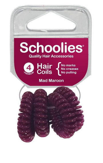 Schoolies Hair Coils 4pc Mad Maroon