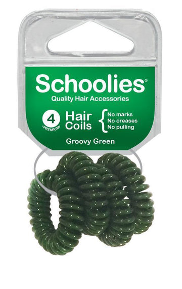 Schoolies Hair Coils 4pc Groovy Green