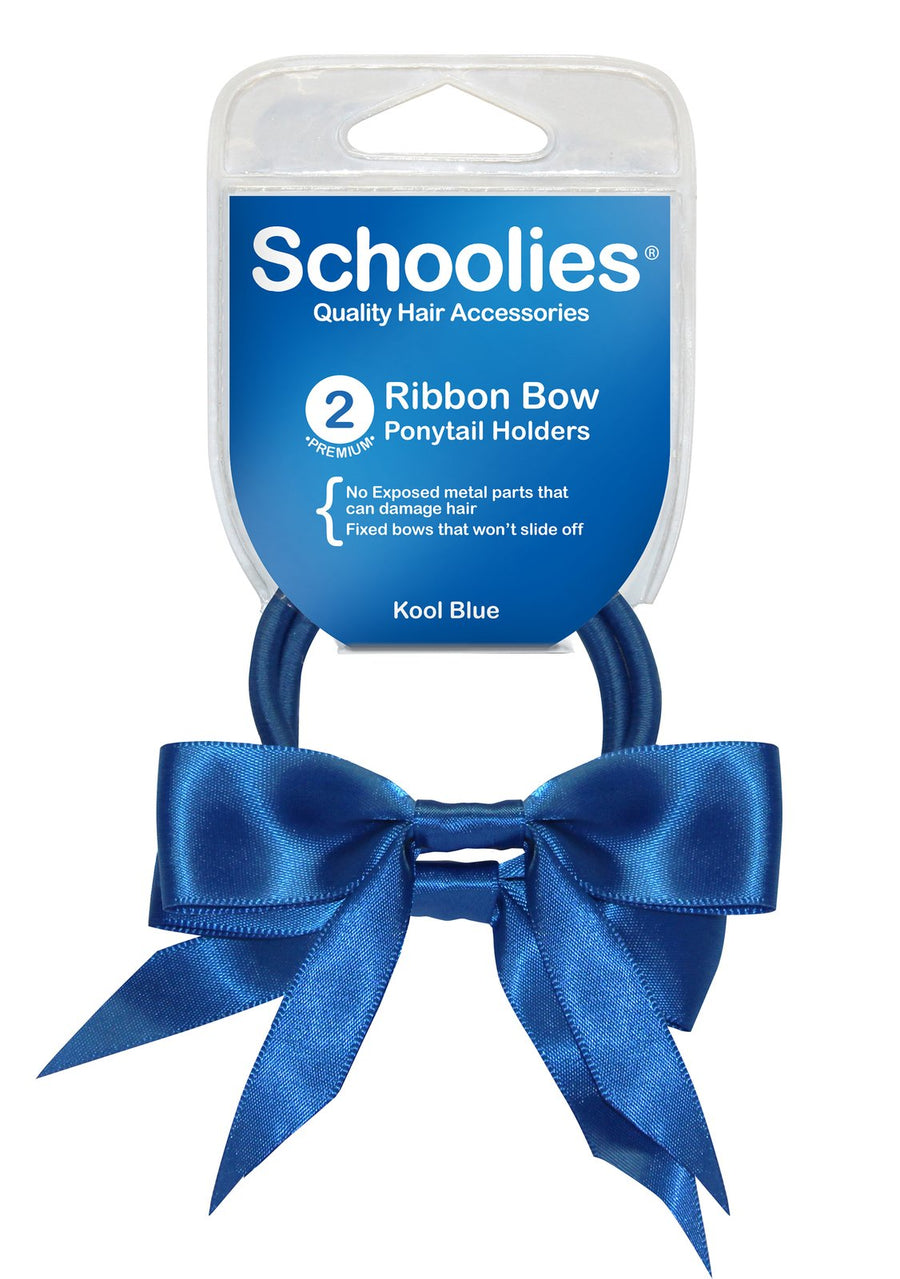 Schoolies Ribbon Bow 2pc Kool Blue